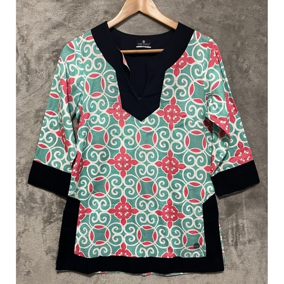 Simply Southern Tops - Simply Southern Shirt Cotton Small Blue Pink Paisley Cover Up Tunic Shirt